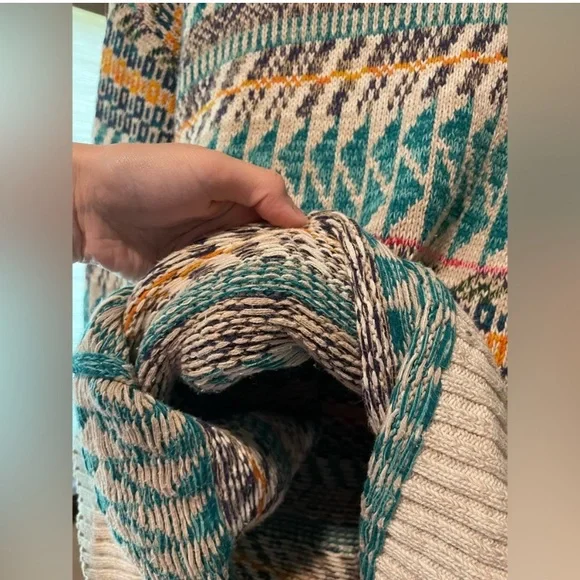 Men’s Vintage Sweater Graphix Aztec Western Crew Neck 100% cotton Sz Large - Picture 2 of 7